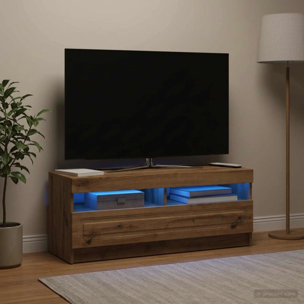 Mobile TV LED Rovere Artigianale Legno ingegnerizzato 897874
