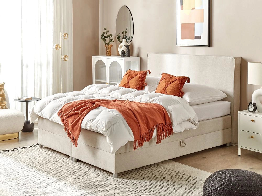 Letto Tessuto Nero 160 x 200 cm Imbottito Struttura Con Testiera Trapuntata E Materasso