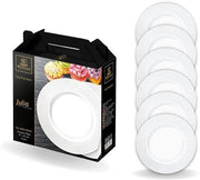 Tavolo da pranzo in porcellana bianca - 6 pezzi - Ø 20 cm - Vaatello resistente - Imballo in elegante scatola regalo