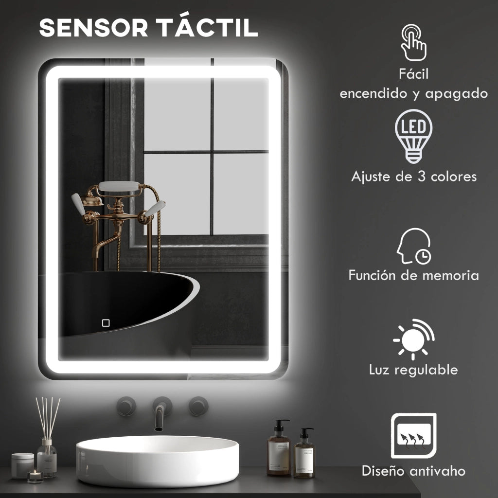 Specchio da Bagno con Luci LED ¨C zephmum ¨C Bianco 70x90 cm IP44