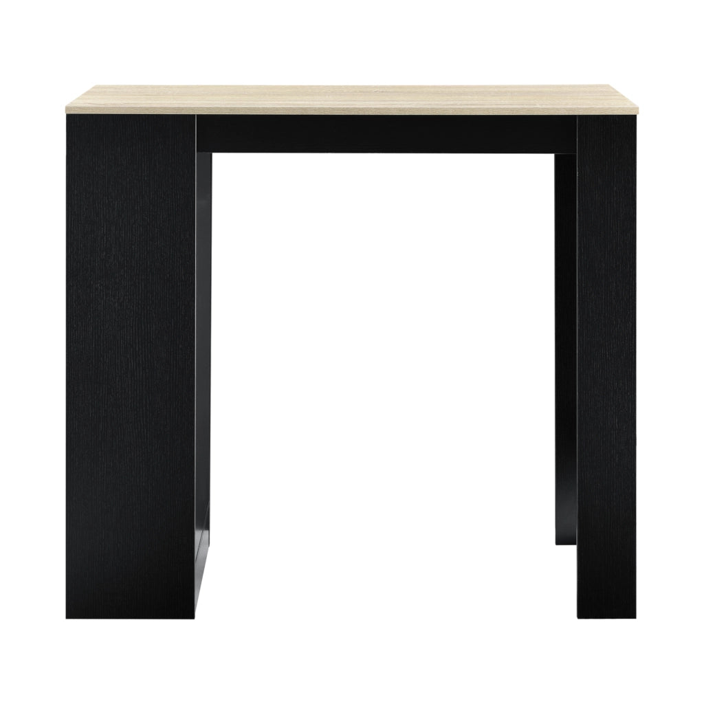 Bancone Tavolo Alto da Bar Kouvola con 3 Scomparti Aperti 110x50x103 cm - Nero/Effetto Rovere [en.casa]
