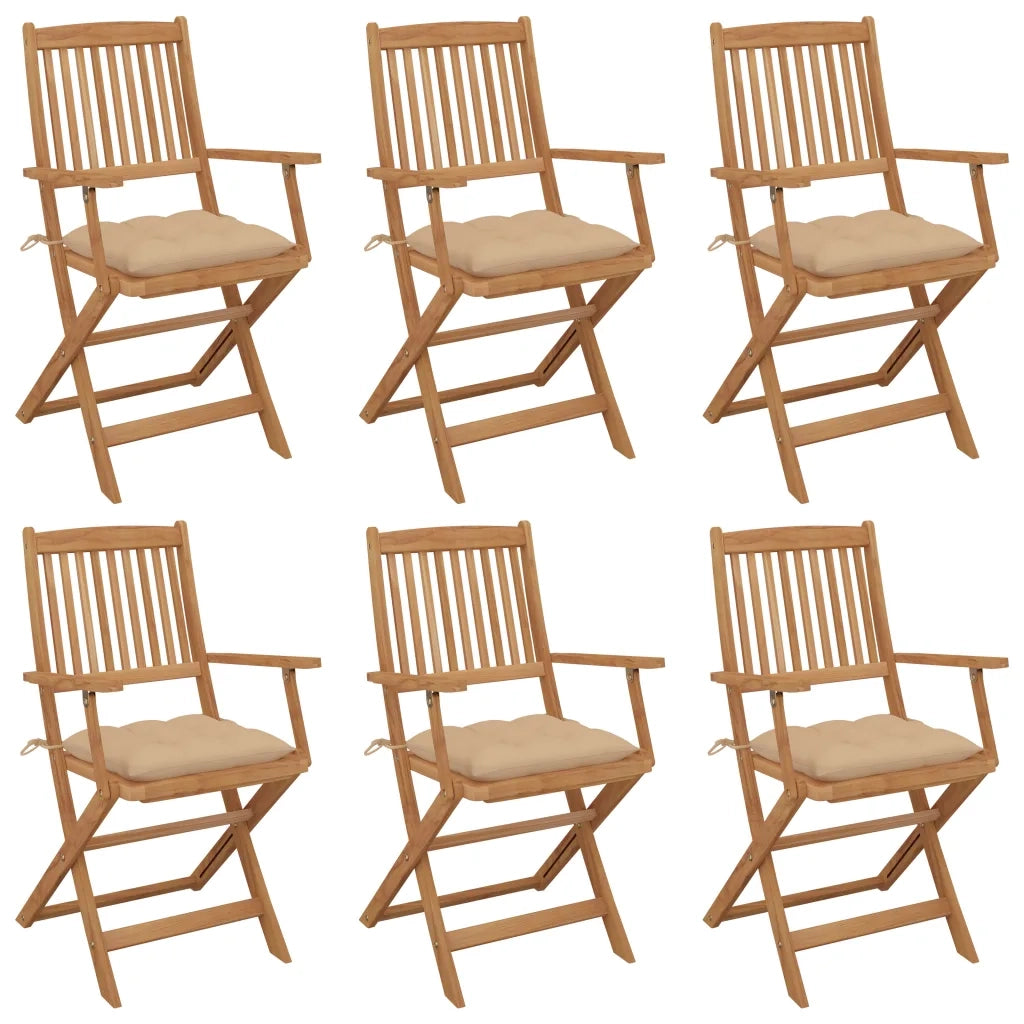 Sedie da Giardino Pieghevoli 6 pz con Cuscini Massello Acacia cod mxl 38907