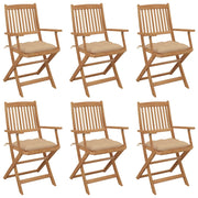 Sedie da Giardino Pieghevoli 6 pz con Cuscini Massello Acacia cod mxl 38907