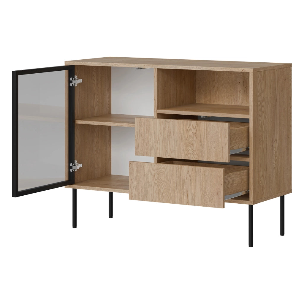 Madia Caravino, Credenza 2 Cassetti, 100x40x80h cm Marrone