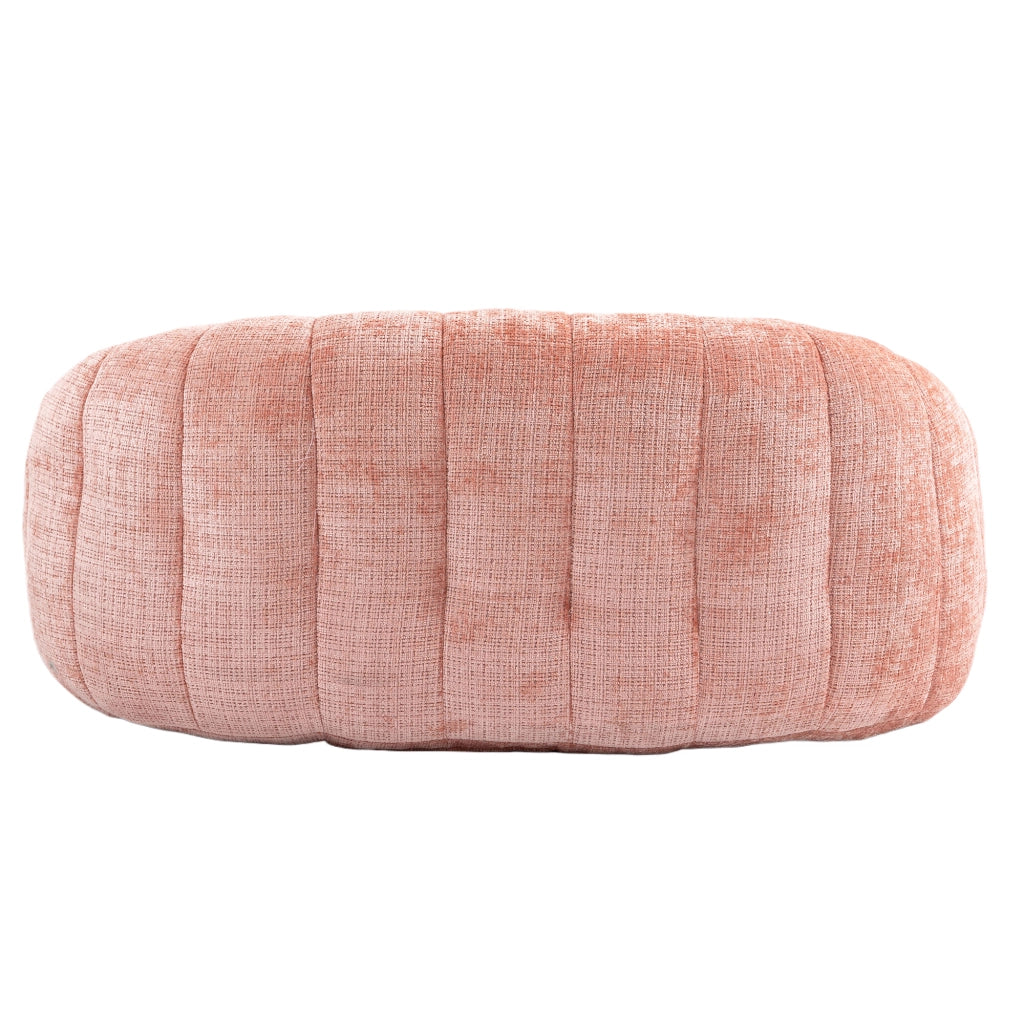 Poltrona pouf con braccioli, schienale alto e imbottitura in schiuma, 150 × 95 × 63 cm, Ciniglia Rosa