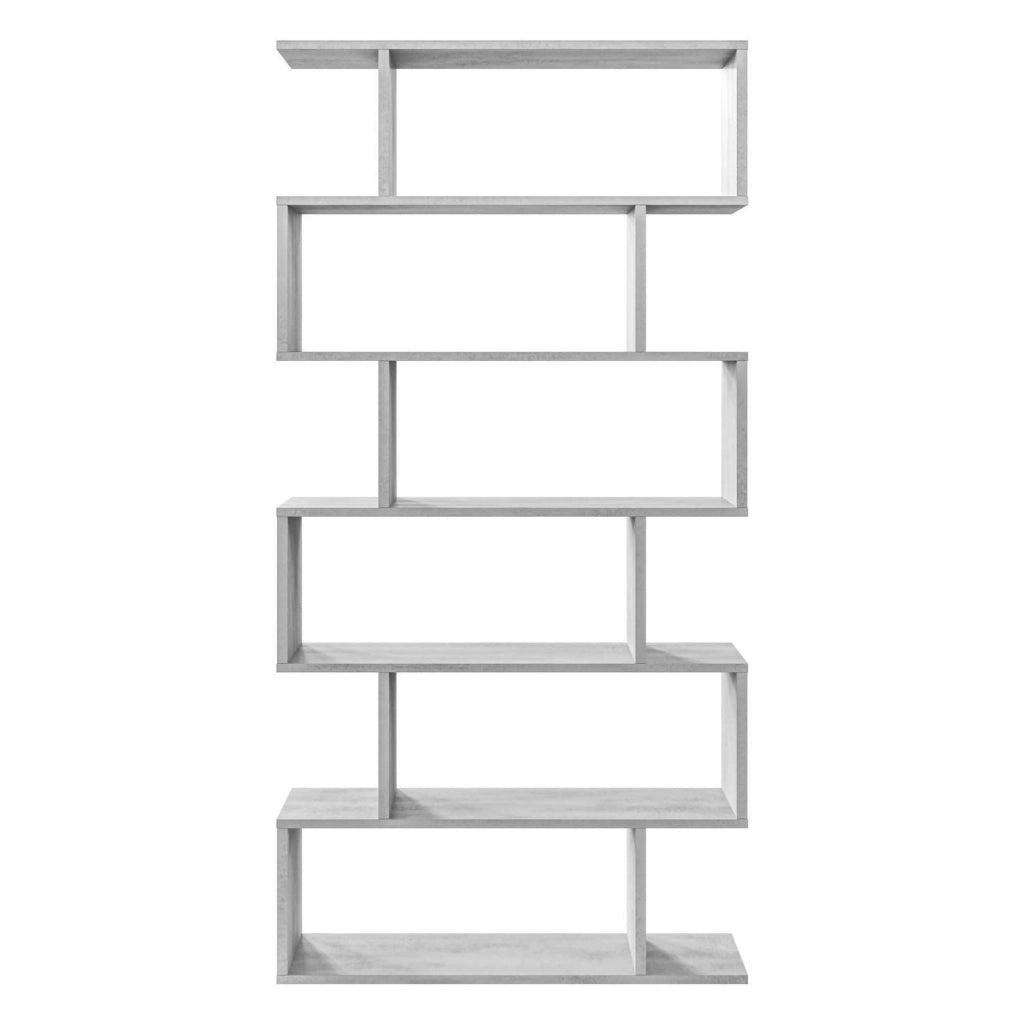 Libreria Ataman, Mobile portalibri alta bifacciale, Scaffale divisorio con 5 ripiani, Scaffale da ufficio moderno, cm 80x25h192, Grigio cemento