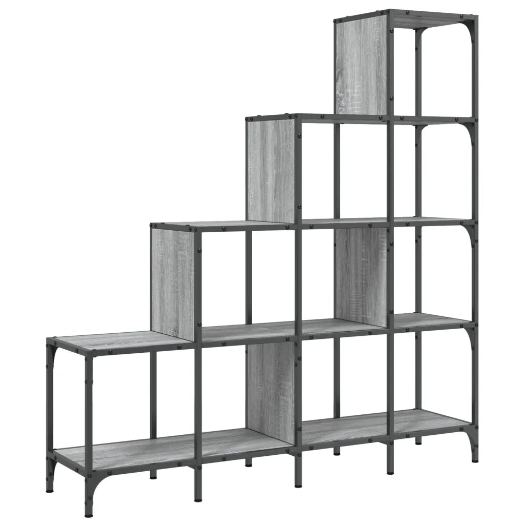 Libreria Grigio Sonoma 122x30x132cm Legno Multistrato e Metallocod mxl 89914