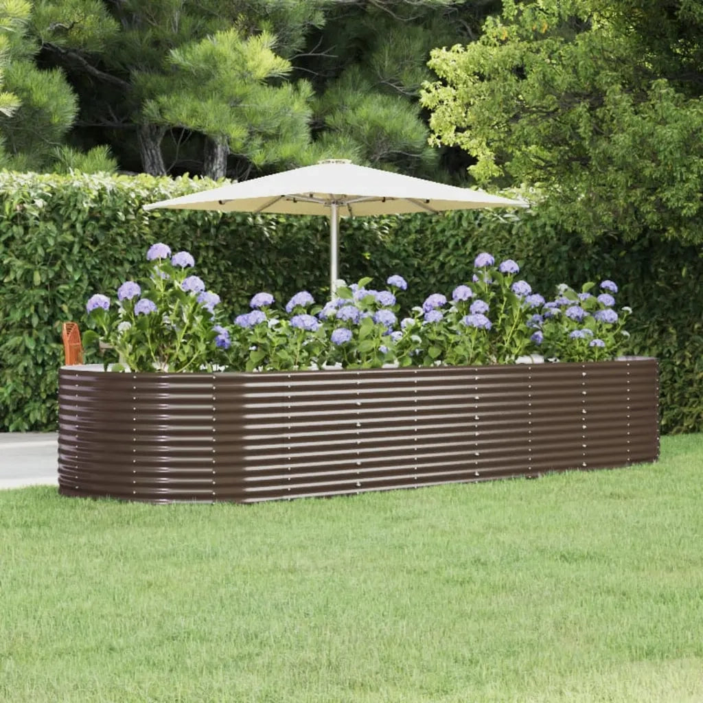 Letto Giardino Acciaio Zincato 367x140x68 cm Marrone 319105