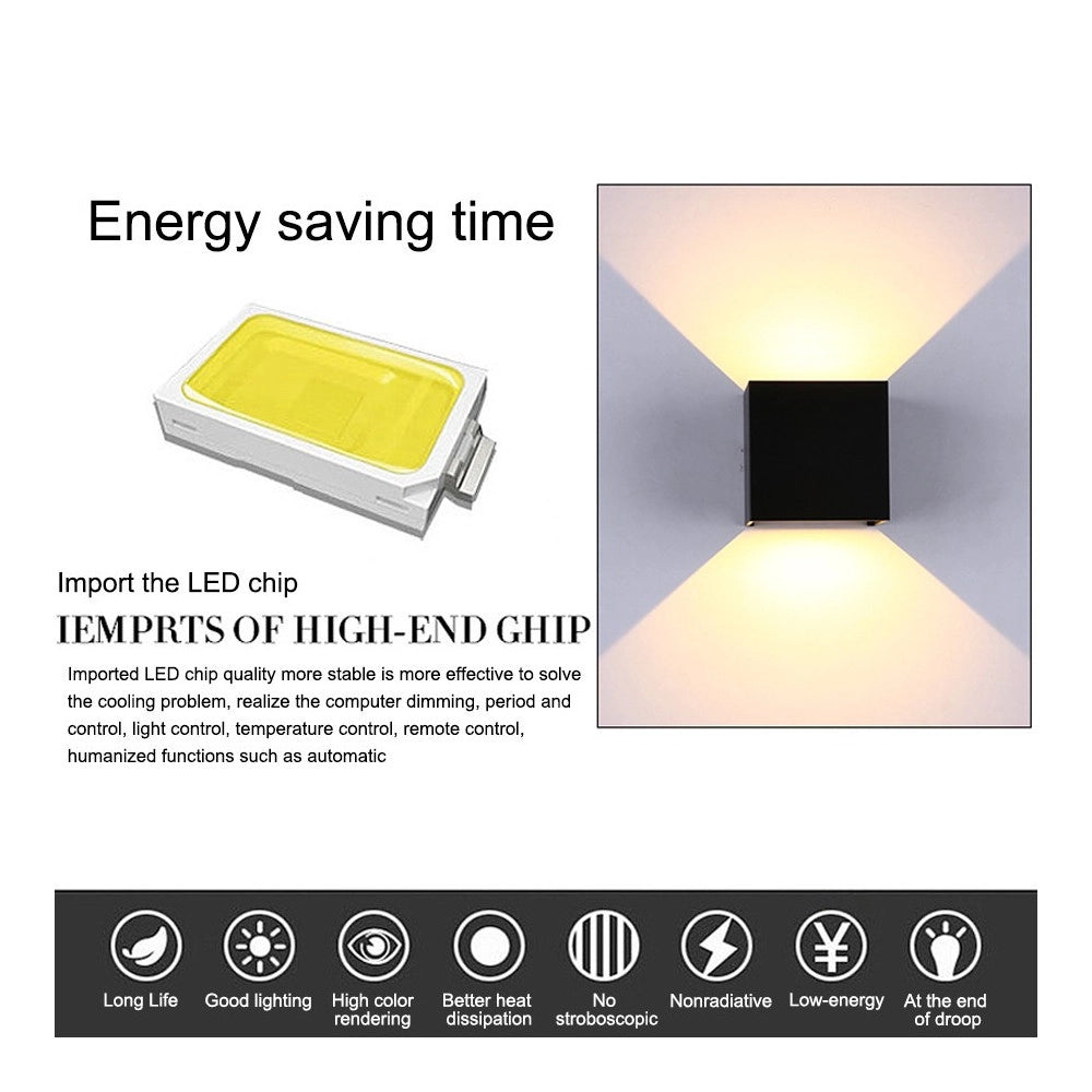 Trade Shop - Applique A Led Faro Cubo Faretto Lampada Da Parete Muro 12w Doppia Luce Ip65 -
