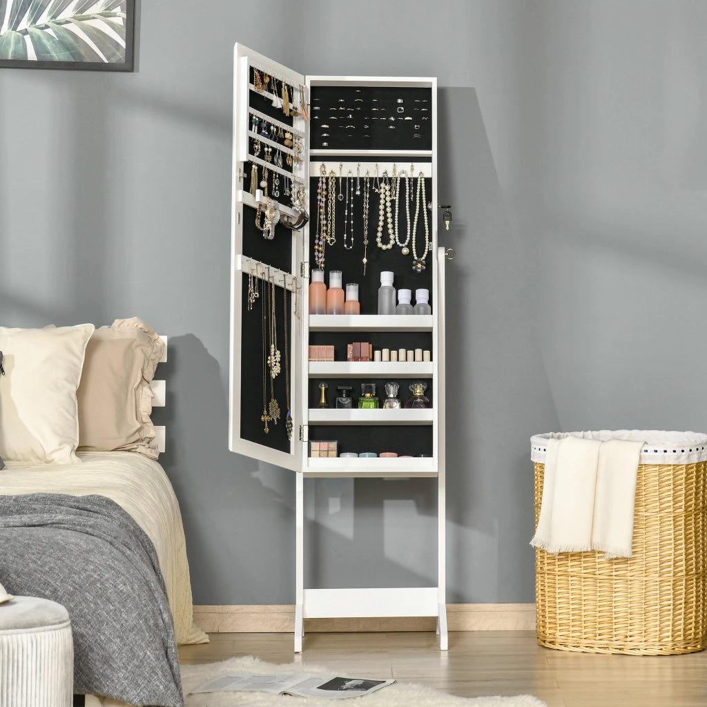 Specchio con cassetti e ganci ¨C zephmum ¨C bianco 46x36,5x151,5 cm