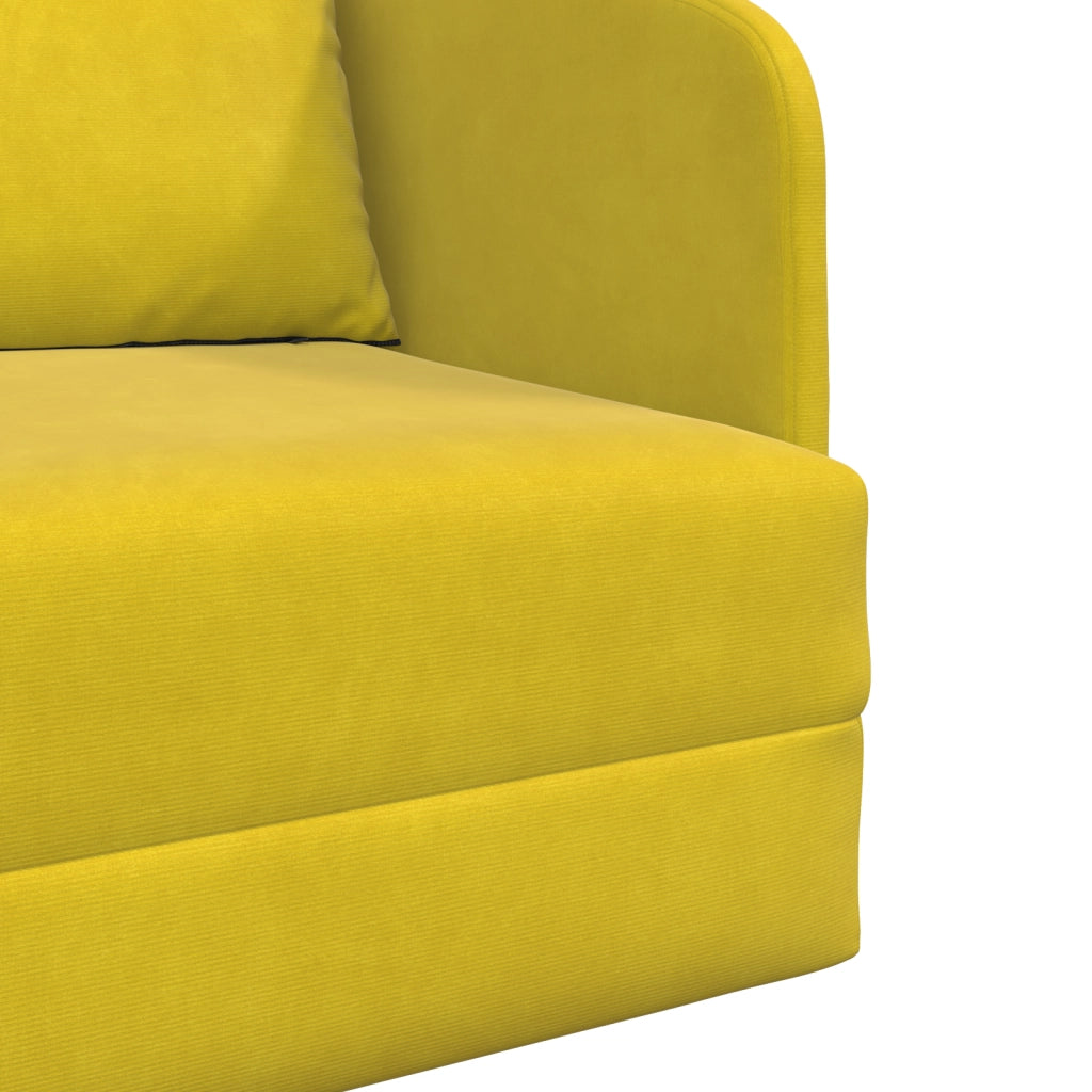 Divano Letto a Terra 2 in 1 Giallo 65x80x83 cm Velur