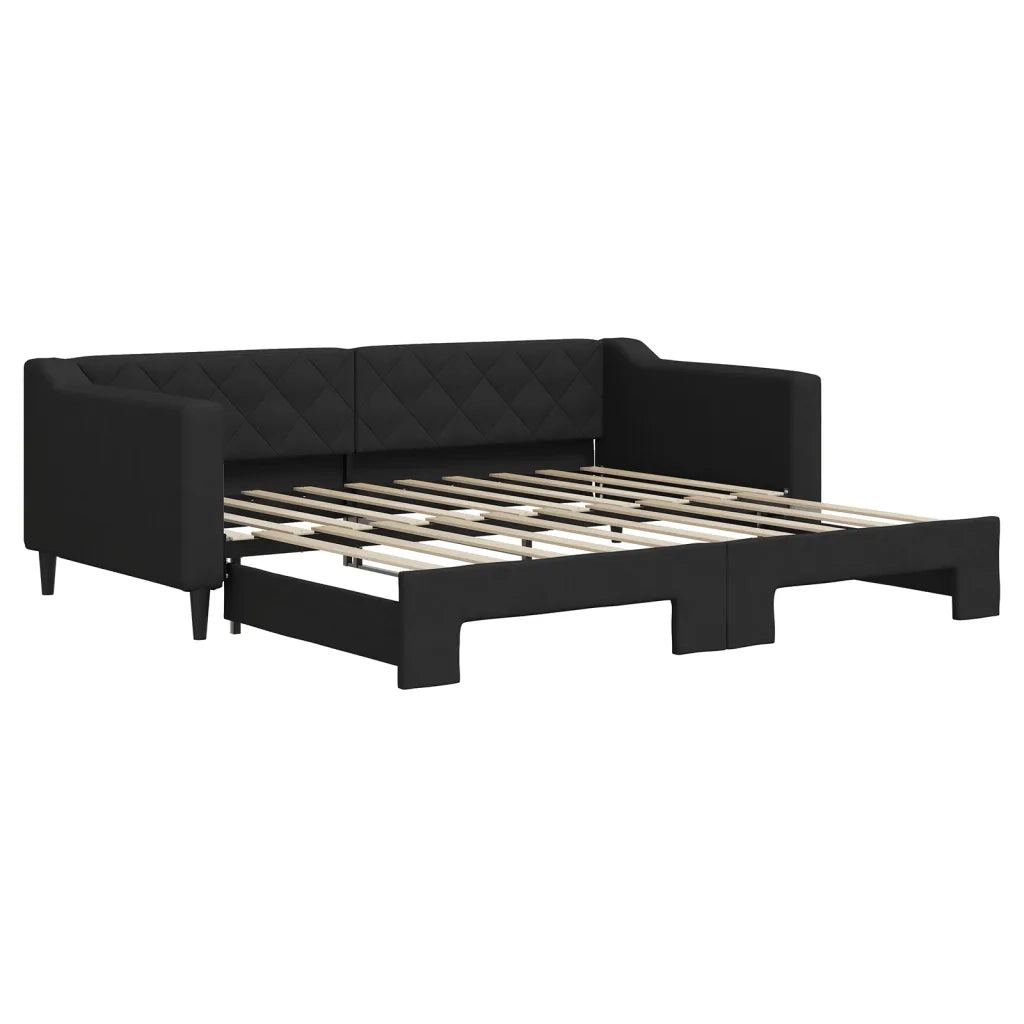 Divano Letto con Letto Estraibile Nero 90x190 cm in Tessuto 3197438