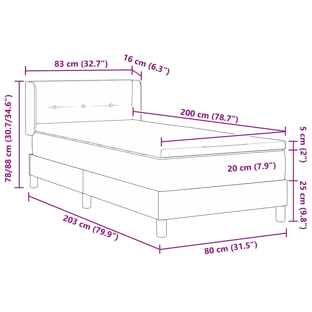 Letto a molle con materasso Blu 200 x 80 cm Tessuto 3341264