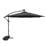 Ombrellone LED Decentrato 3m Grigio Banana con Base 2 Pesi 28kg