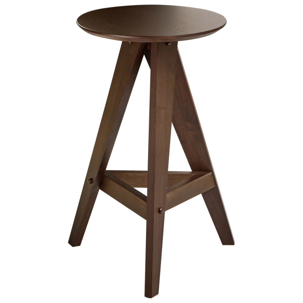 Set di 2 sgabelli in legno di caucciù marrone scuro in stile retrò per sala da pranzo cucina