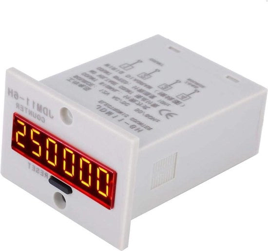 Contatore elettronico a LED digitale con relè - Contatore di corrente senza tensione - 6 cifre - AC/DC 24V.