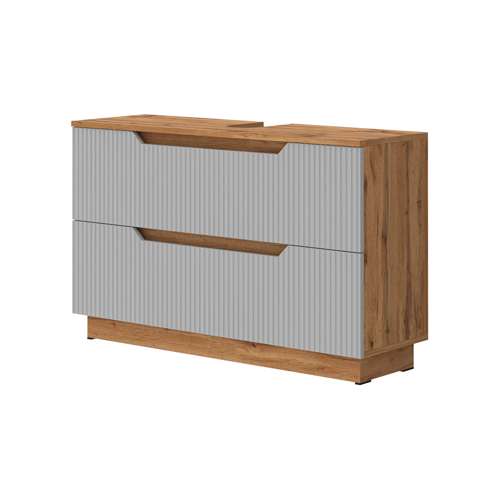 Vicco Mobile sottolavabo per bagno Quercia/grigio 99.4 x 62.5 cm con 2 cassetti