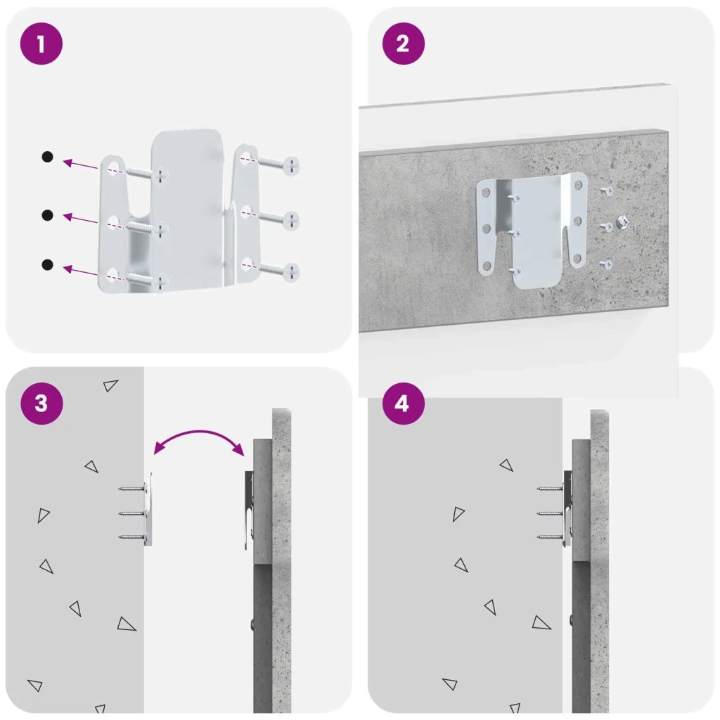 Testiera da Muro HOORN Grigio Cemento Legno ingegnerizzato 897408