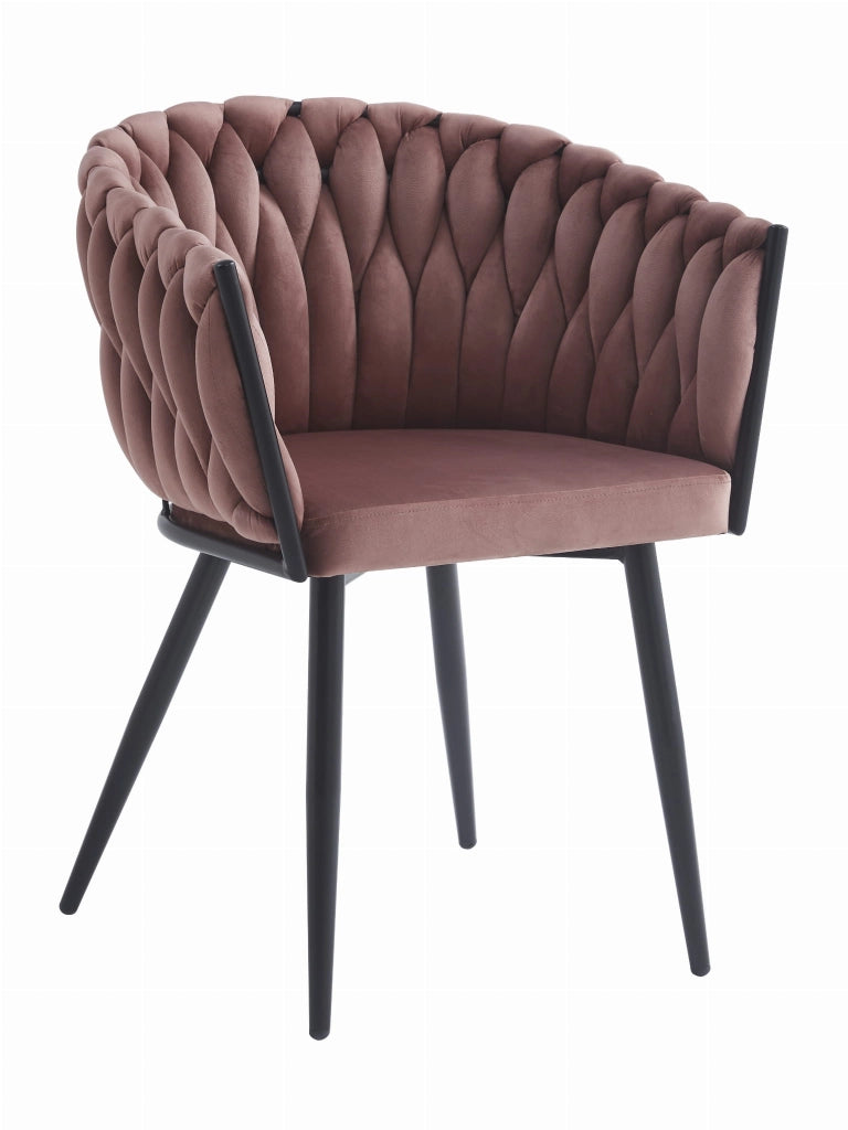 Sedia Valora MAYAN in velluto rosa scuro con gambe nere