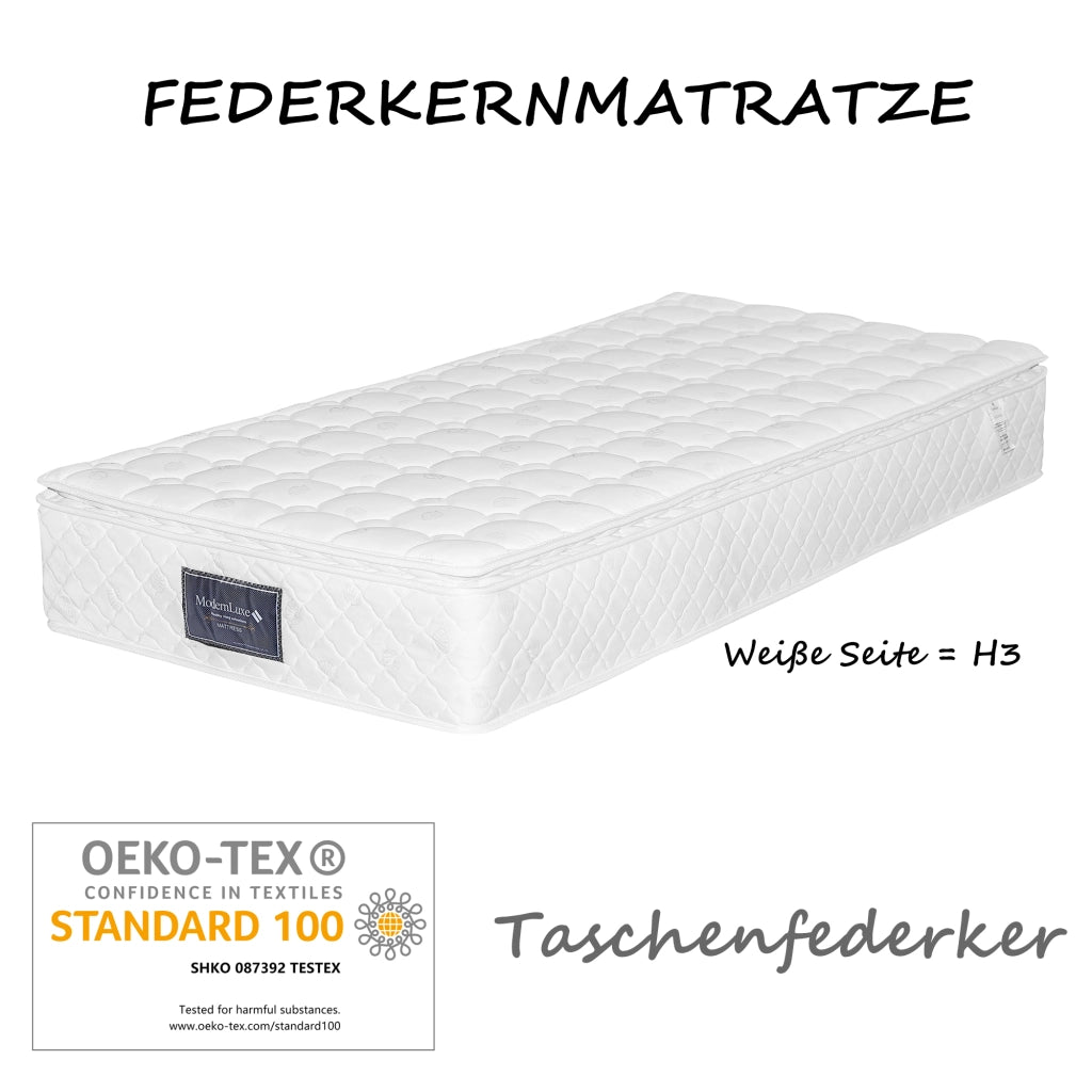 OKWISH Letto Contenitore 90×200 cm, Letto Singolo con Portabicchiere, USB, Tipo-C e Testiera Ribaltabile, con Materasso, in Lino, Beige
