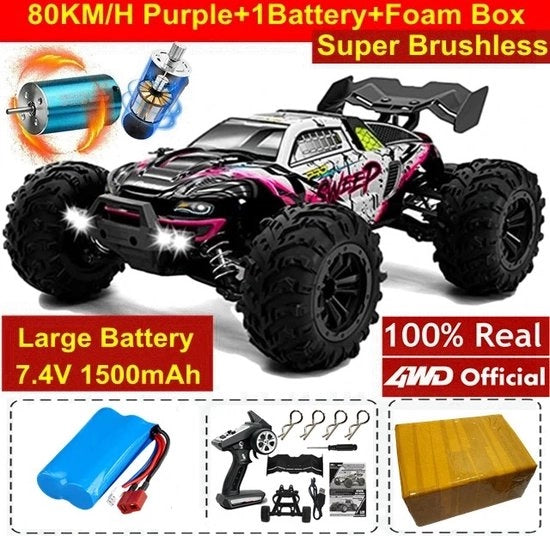 Monster Truck Off Road Guidabile - 1 Batteria Inclusa - 80km/h - Blu