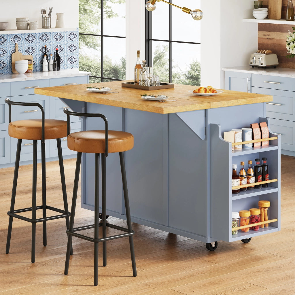 Carrello da cucina con piano ribaltabile; cassetti; ripiani regolabili; portabottiglie ed vano pattumiera