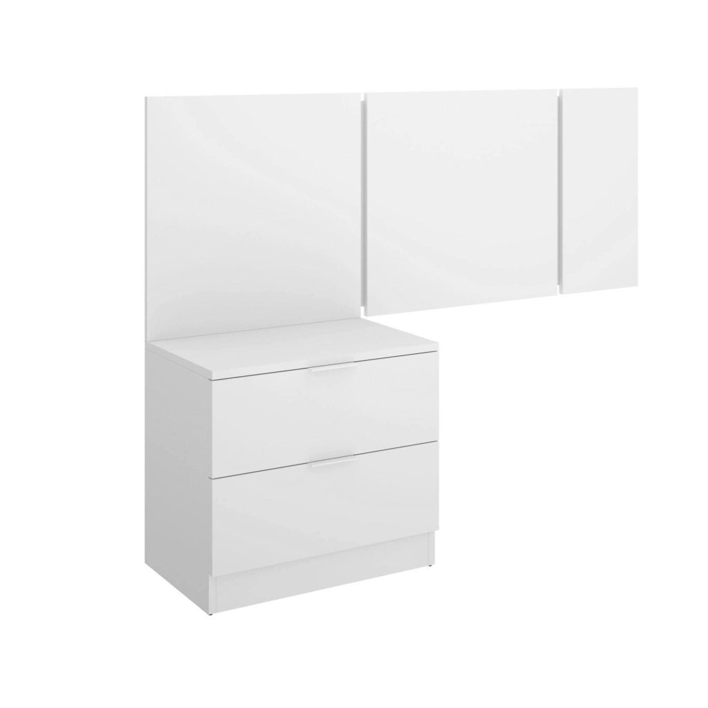 Testiera letto Chanhom, Spalliera, Testata per camera da letto, Poggiatesta, 157x34 h96 cm, Bianco