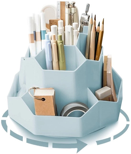 Organizzatore da scrivania rotativo con 9 compartimenti, grande capacità migliorata, rotativo 360°, adatto per matite, matite colorate e vari articoli da ufficio