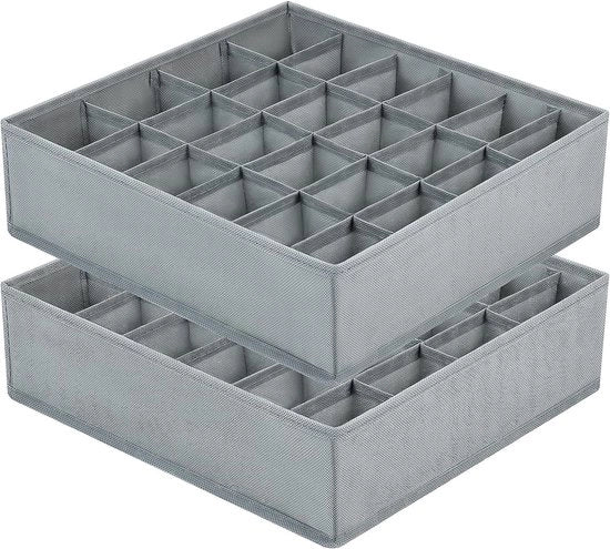 Organizzatore di carreggiato 2 pezzi, ripiegabile, contenitore per calze e sottovesti, cassa per la conservazione delle calze, contenitore per la gestione dello spazio, grigio