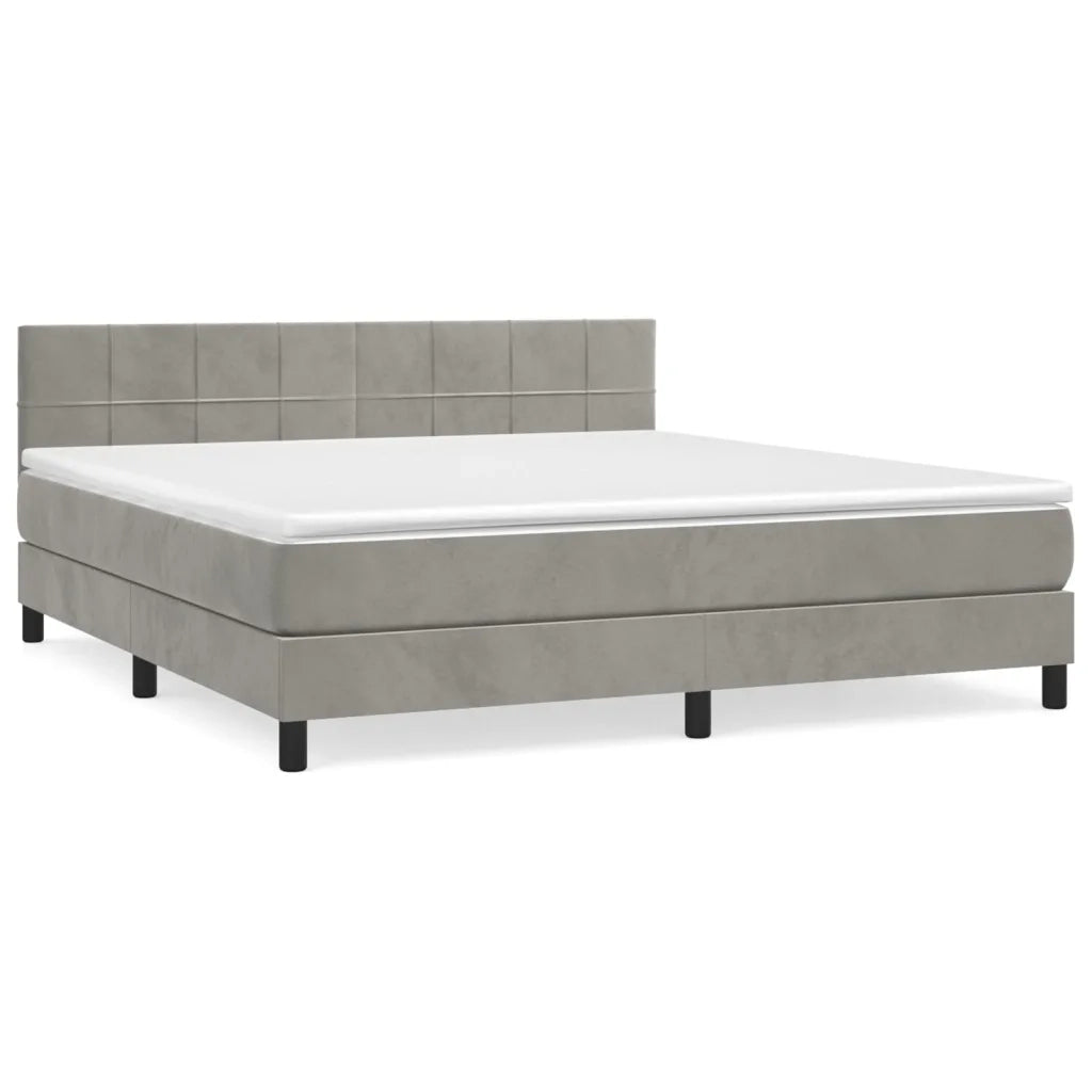 Giroletto a Molle con Materasso Grigio Chiaro 180x200cm Velluto cod mxl 63243