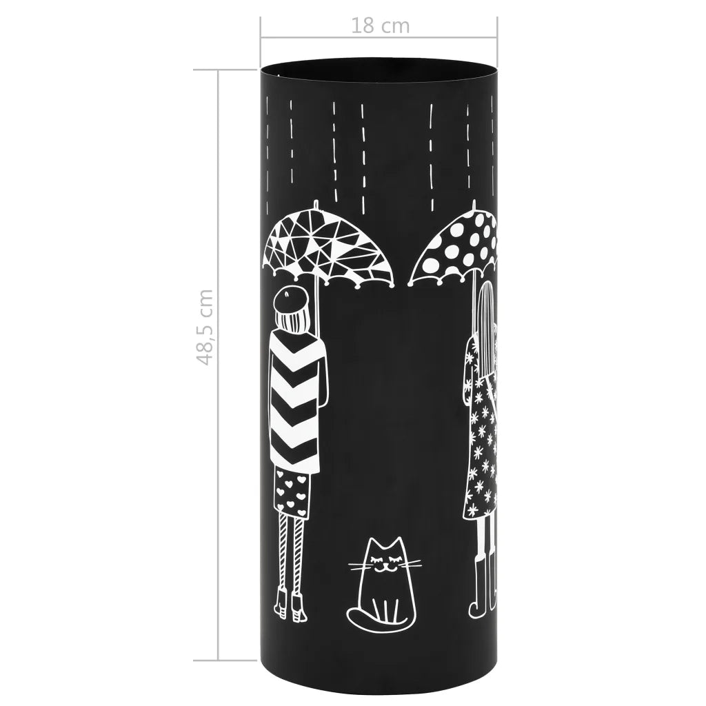 Porta Ombrelli con Disegni di Ragazze in Acciaio Nero 246800