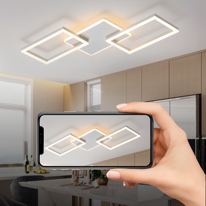 ZMH Lampada da soffitto plafoniera LED moderna 80 cm bianca dimmerabile telecomando 63W