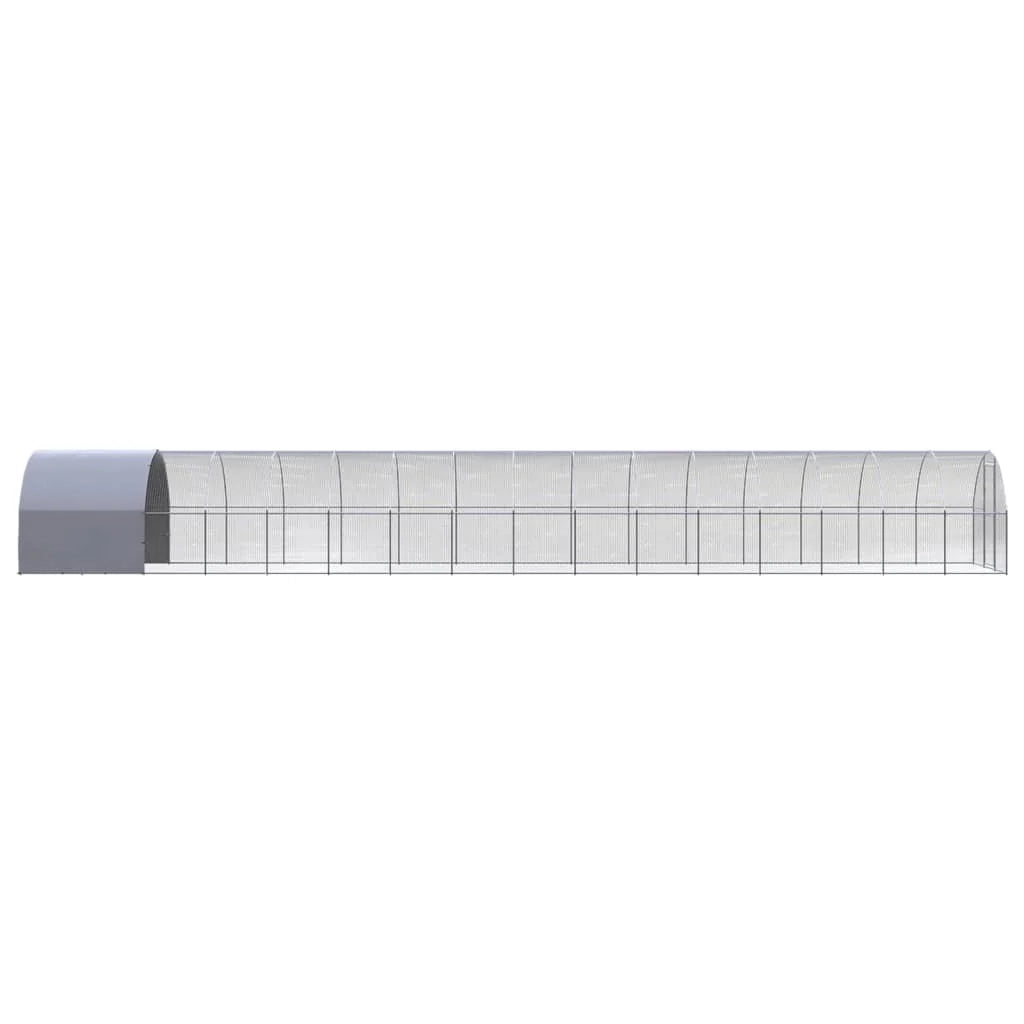 Pollaio/recinto/gabbia per polli da esterno 3 x 16 x 2 m acciaio zincato argento 02_0044003