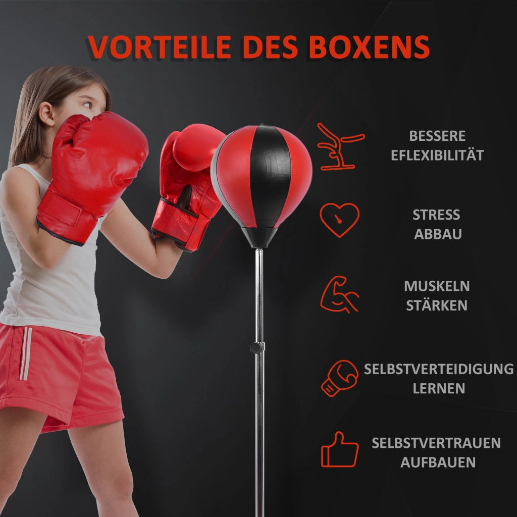 Set da boxe, boxe autoportante, altezza regolabile 125-145 cm, guantoni, pompa, per professionisti e principianti.