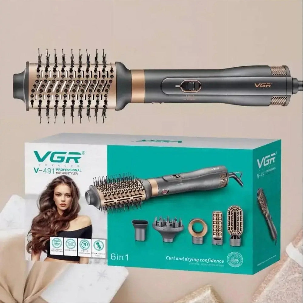 Trade Shop - Vgr V-491 Styler Aria Calda 6in1 1800w Spazzola Professionale Parrucchiere -