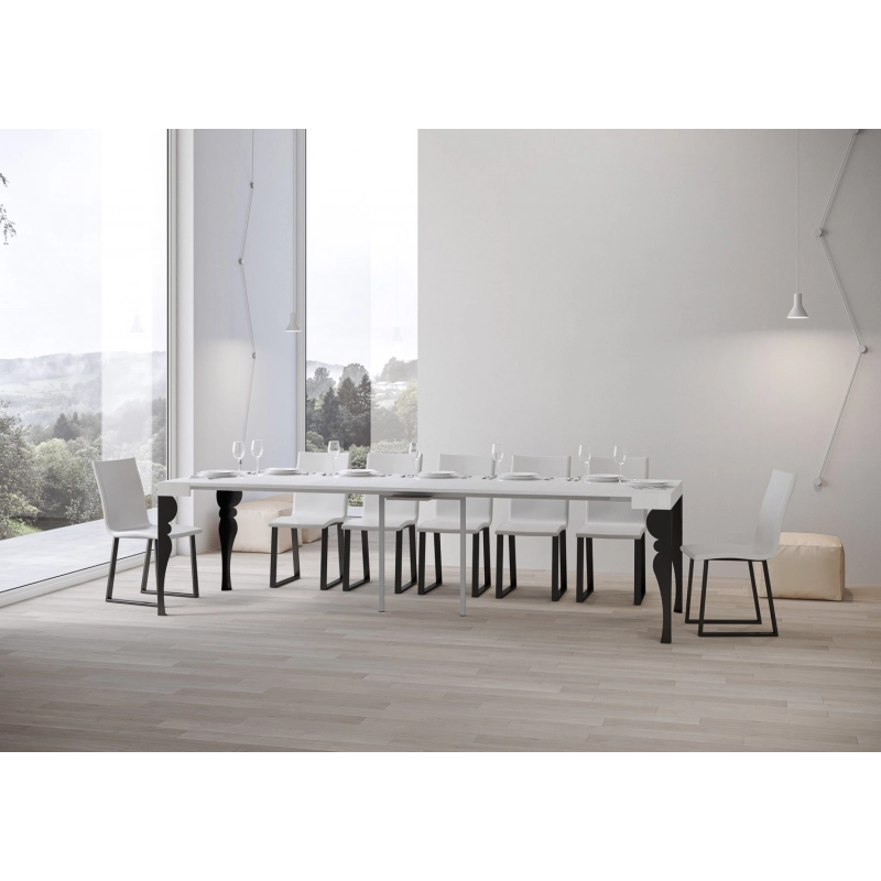 Consolle allungabile 90x40/300 cm Paxon telaio Antracite - Bianco Frassino