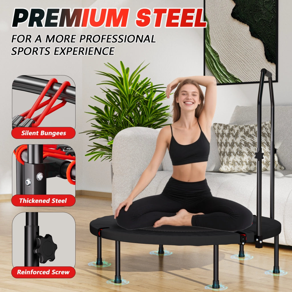 TRAMPOLINO Fitness pieghevole 101 cm con maniglia in acciaio nero
