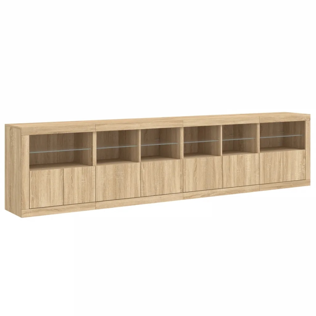 Credenza con Luci LED Rovere Sonoma 283x37x67 cm 3209018