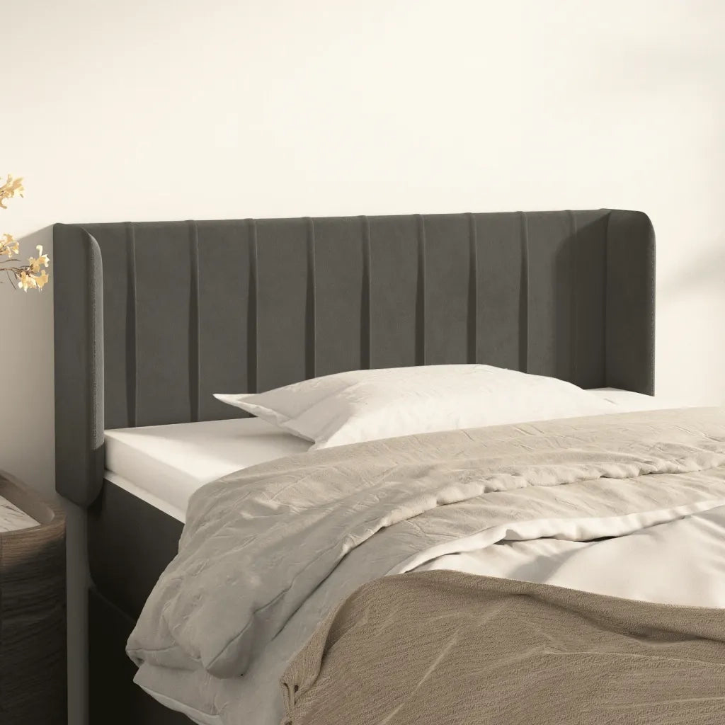 Testiera ad Orecchio-Testata con Orecchie Grigio Scuro 103x16x78/88 cm in Velluto 446337