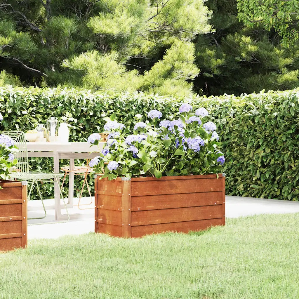 Fioriere | Cassetta per fiori | Letto Rialzato da Giardino Ruggine 100x40x45 cm Acciaio Corten