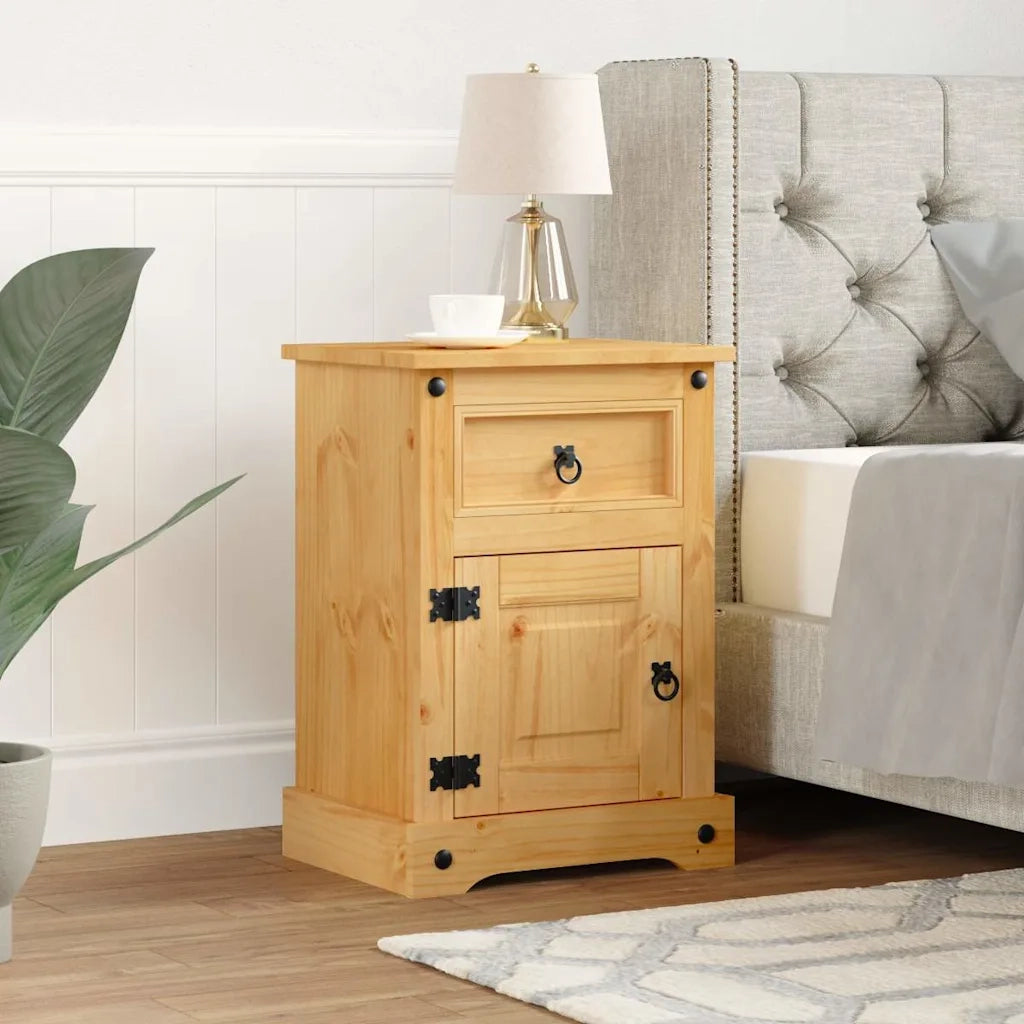 Comodino | Armadio da Notte | Mobiletto da notte in Legno di Pino Messicano Corona Range 53x39x66 cm