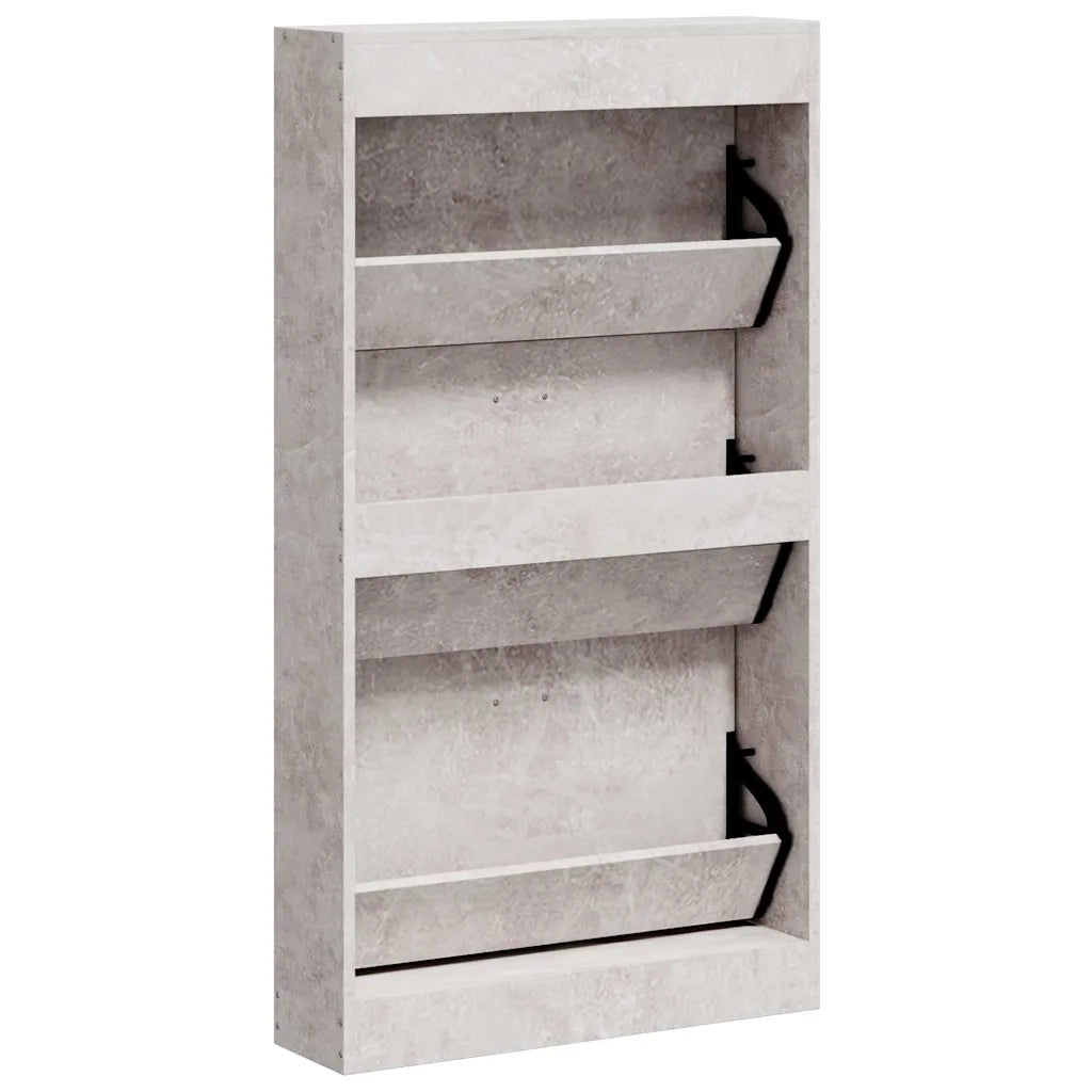 Scarpiera Grigio Cemento 59x17x108 cm in Legno Multistrato