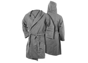 Accappatoio Con Cappuccio In Microfibra Taglia Adulto Unisex In Tinta Unita - XL - Grigio