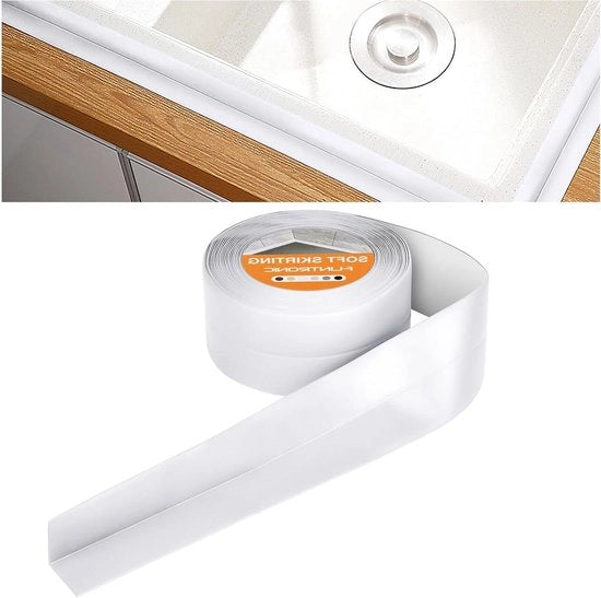 Plint autofluido per cucina e bagno - Striscia PVC flessibile pieghettabile - Nastro di sigillatura F4-3643865