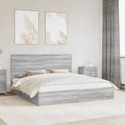 Letto con Contenitore con testiera Grigio Sonoma 200 x 200 cm 3409522