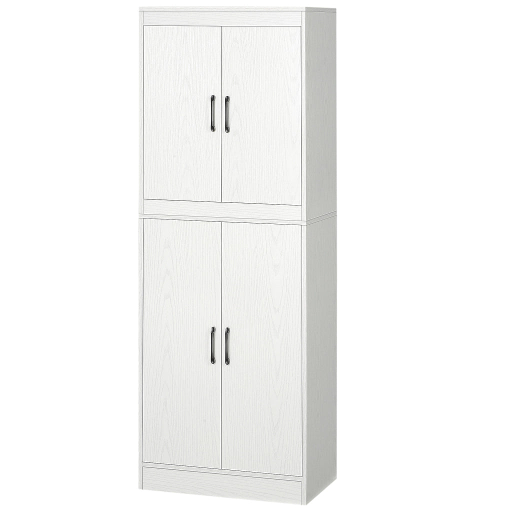 Armadio Cucina con 4 Ante e 5 Ripiani Aperti ¨C zephmum ¨C Bianco 60x36x168 cm
