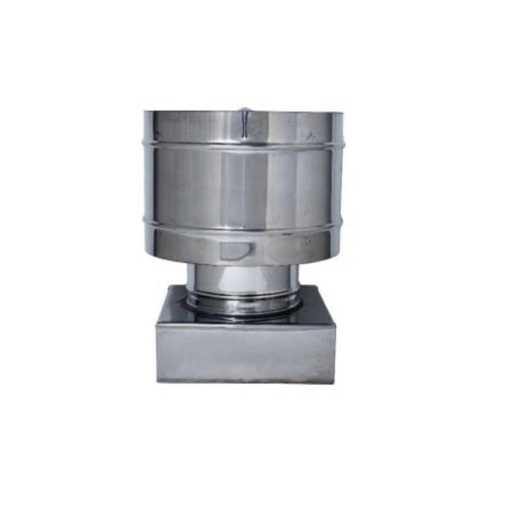 Antivento a base quadrata terminale della canna fumaria con disco antipioggia acciaio inox diverse misure 17 X 17