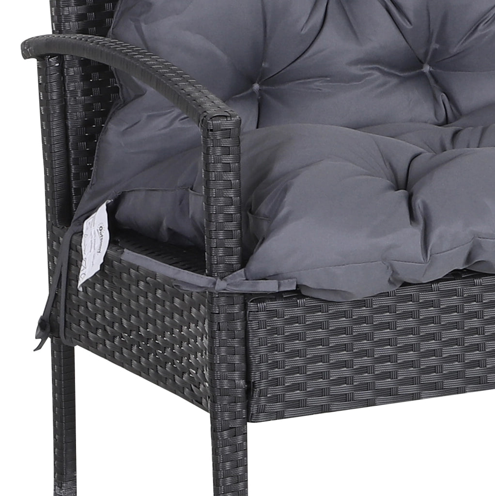 Cuscino per panca 100x98x8 cm con schienale e 6 lacci in poliestere grigio scuro