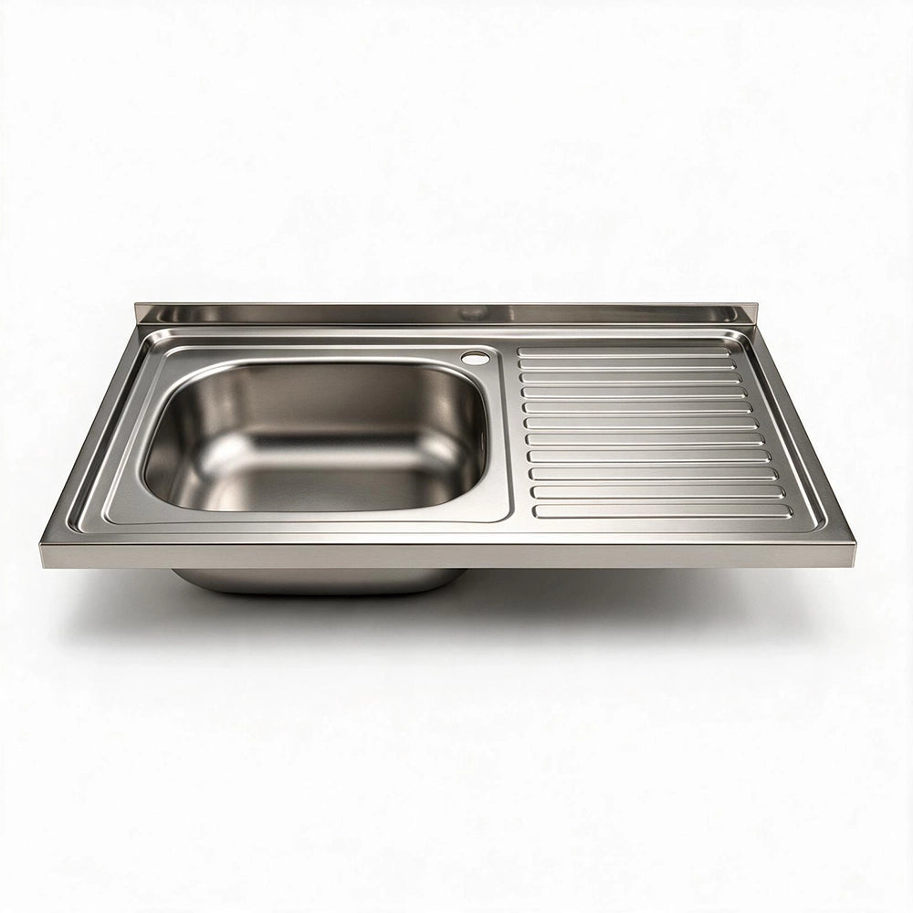 Lavello appoggio acciaio inox 80x50 cm una vasca e gocciolatoio destro SA216