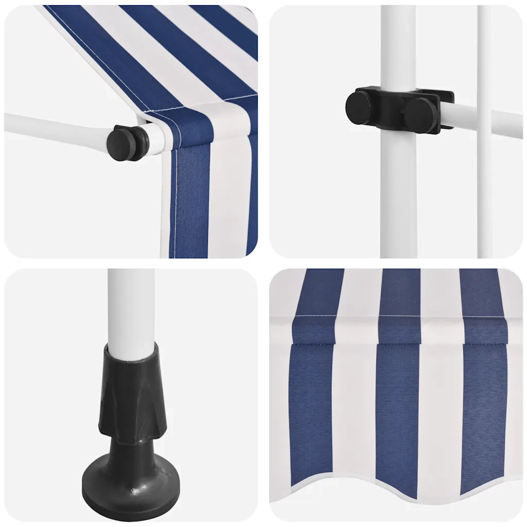 Tenda da Sole Retrattile Manuale 150 cm a Strisce Blu e Bianche 43219